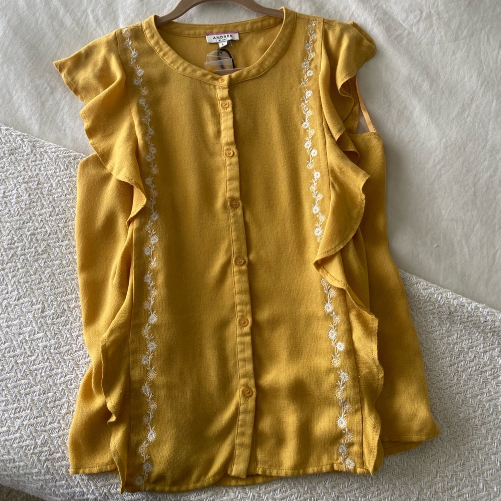 Marigold Summer Blouse with Flower Details